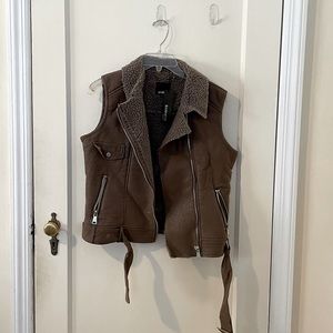 Faux suede & shearling vest